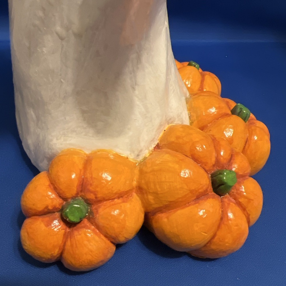 Vtg '89 Juta Chalkware Halloween Happy Ghost Pumpkins Candle Cover Figurine 7x8" - Picture 7 of 13